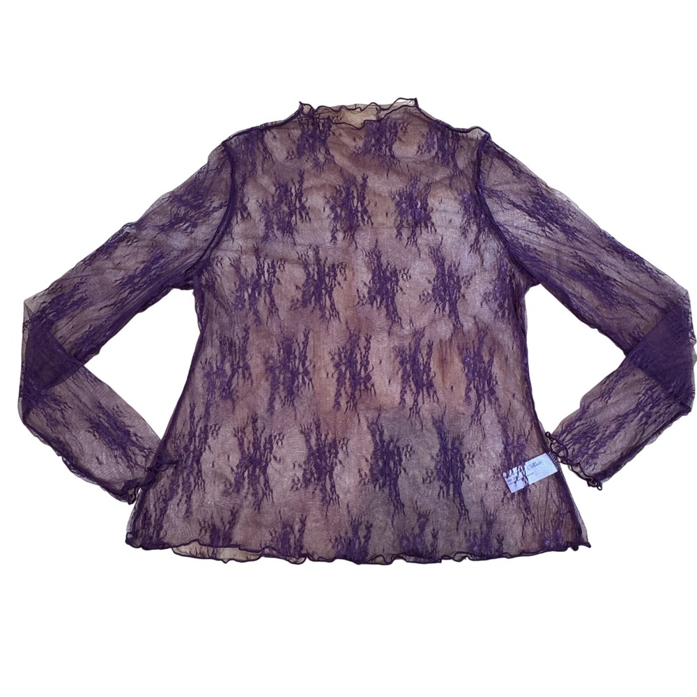 Y2K Capulo Purple Sheer Lace Mock Neck Top‎ Lettuce Edge 2XL Whimsigoth Fairy